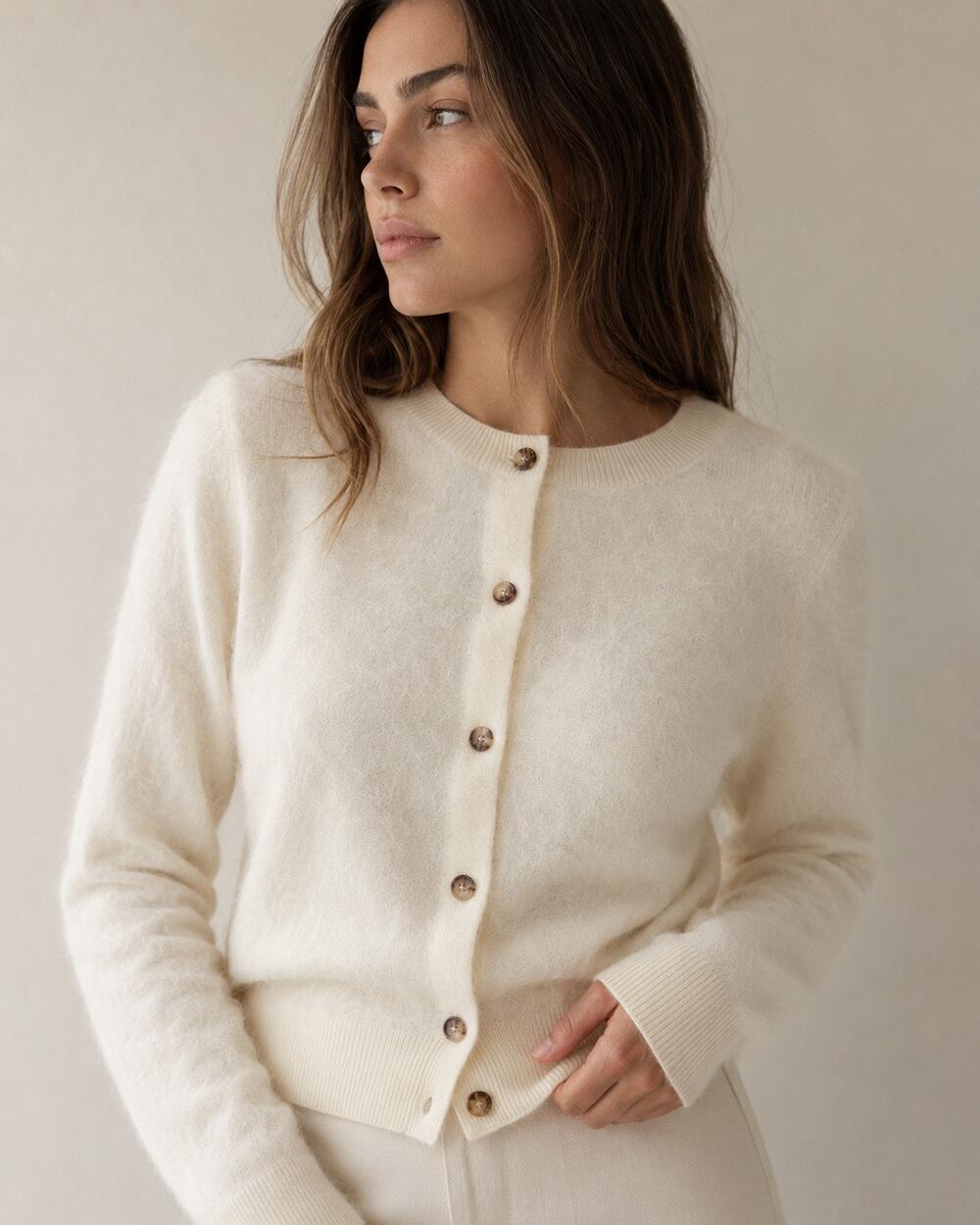 NakedCashmere brushed cashmere cardigan ECRU XS/S